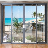 Porte coulissante panoramique moderne en aluminium NFRC AS2047 CE, cadre fin, grande porte d'entrée en verre pour balcon et terrasse, porte métallique pour maisons, porte intérieure avec cadre