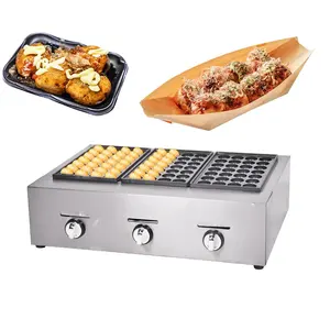 Commercial gas fish pellet grill 3 phase 84 holes fish ball furnace grill with stainless steel non-stick coating takoyaki