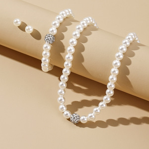 3 PCS <b>Set</b> Imitation Pearl Necklace <b>Bracelet</b> <b>Earring</b> Stud <b>Set</b> Fireball Pearl Beaded Women Luxury Bridal Party Jewelry <b>Set</b> - Product Image 2
