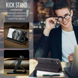 Étui portefeuille en cuir à rabat pour <span class=keywords><strong>Samsung</strong></span> Galaxy S25 S26 Ultra S24 Ultra S23 FE S22 S21 <span class=keywords><strong>S20</strong></span> Plus A17 A16 A36 A56 A15 A55 A35 - Product Image 4