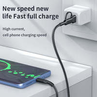 Durable Nylon Trenzado 60W USB Tipo C Cables DE DATOS 2 en 1 Cable de carga rápida para Apple IOS y teléfono Android