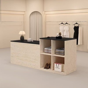 Comptoir d'accueil combiné avec des étagères de présentation, comptoir multifonctionnel pour magasin de vêtements, salon de manucure - Product Image 3