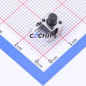 TC-6615-6.5-260G Tactile Switch Bent Lead Through Hole-4P,6x6mm Single Pole Single Throw Round Button 2.6N Right Angle Insert - Product Image 1