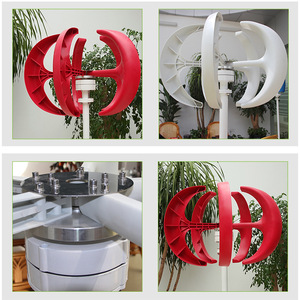 เครื่องกำเนิดไฟฟ้าพลังลมแกนตั้ง 100W 12V แบบโคมไฟสีแดง กังหันลมขนาดเล็ก - Product Image 2