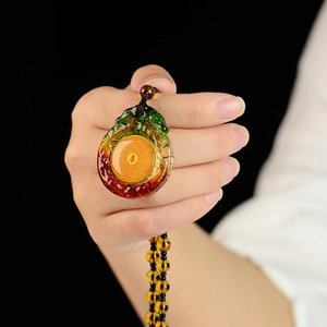 จี้พระพุทธรูปเคลือบสีโบราณของ HX0165จี้เครื่องรางสองด้านจี้ป้องกันสำหรับบุรุษและสตรี - Product Image 2