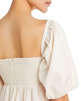 Robes élégantes personnalisées pour femmes Col carré Demi-manches bouffantes Taille haute Décontracté Dos nu Mini Robe courte smockée Babydoll