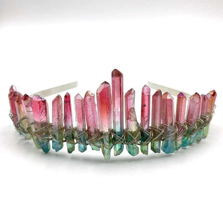 Natural hand-made Colorful crystal hairband crown hairband Hair Accessories bridal hair clip