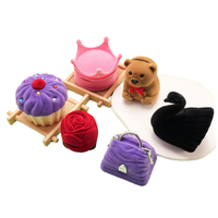 Boîte à bagues personnalisée en velours floqué motif dessin animé de Noël, boîte à bagues mignonne, boîte à boucles d'oreilles, emballages cadeaux de bijoux en gros, boîte à bijoux