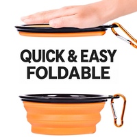 Bol pliable pour chien de 350 ml en silicone, bol portable pour nourriture et eau pour animaux de compagnie avec mousqueton pour les voyages, les promenades et la randonnée