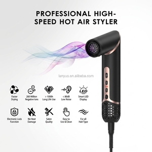 Brosse à air chaud ionique 8-en-1, sèche-cheveux et <span class=keywords><strong>fer</strong></span> à <span class=keywords><strong>boucler</strong></span>, moteur sans balais en alliage d'aluminium - 1300W, 3 vitesses, multi-styler, qualité salon - Product Image 2