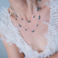 Collier ras du cou en acier inoxydable avec perles de cristal vert menthe faites à la main, chaîne perlée, chaîne de clavicule goutte d'eau bleue pour femmes