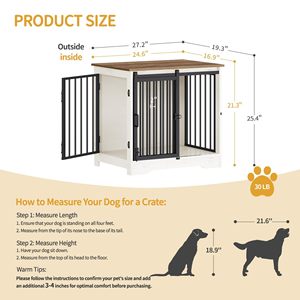 Jaula para Perros 2 en 1 Multifuncional de Madera Maciza, Uso Doméstico, Barras Verticales Reforzadas, Jaula Anti-mordidas de Hierro para Perros, Sala de Estar - Product Image 3