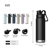 Bouteille d'eau sport ANSHENG en acier inoxydable 24 oz, personnalisable, pour boissons chaudes et froides, réutilisable