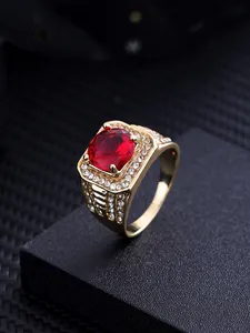 Đồ trang sức ánh sáng sang trọng tinh tế thời trang phong cách Ruby kim cương Rose Red Ring đối với phụ nữ