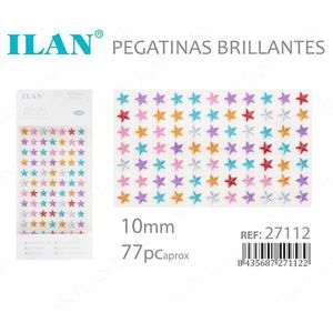 Adesivi a forma di stella con strass Ilan, 10 mm, multicolor, decorativi, circa 77 pezzi - Product Image 3