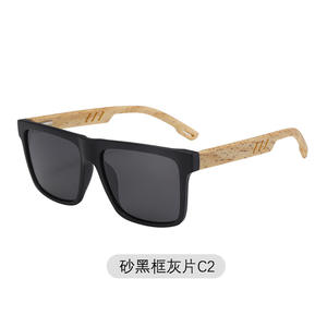 2025年メンズレトロブルーサングラスAnti-UV400偏光竹木フレームトレンディなサンシェードメガネタックレンズ付きロゴレンズ - Product Image 5