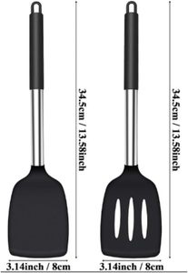 Pack of 2 Silicone Solid Turner Non Stick Slotted Kitchen Spatulas High Heat Resistant BPA Free Cooking Utensils - Product Image 6