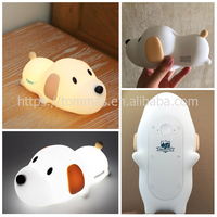 Minuterie à intensité variable en caoutchouc de silicone Animal Cartoon Petit bébé à côté de LED Veilleuse pour chien en silicone pour enfants Support Logo personnalisé