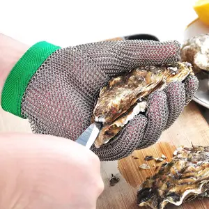 Gants en <span class=keywords><strong>maille</strong></span> d'acier inoxydable <span class=keywords><strong>pour</strong></span> l'écaillage d'huîtres Chef de cuisine Filet de poisson cotte de mailles Gants résistants aux coupures Gants de boucher en métal - Product Image 1