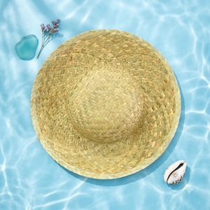 Chapeau de paille souple à large bord pour femme et fille, visière d'été, chapeau de plage en paille naturelle - Product Image 1