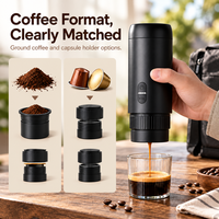 Machine à expresso portable rechargeable USB-C, cafetière électrique de voyage pour café moulu et petites capsules, logo personnalisé OEM