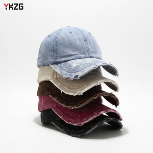 Cappello da Baseball in Denim Lavato Effetto Usurato Stile Retrò a 6 Pannelli, Personalizzabile con Logo, per Streetwear, Fornitore OEM Private Label - Product Image 1