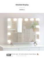 Table de toilette de luxe en MDF de style italien ; Table de maquillage moderne et minimaliste avec miroir éclairé multifonctionnel ; Utilisation en chambre à coucher