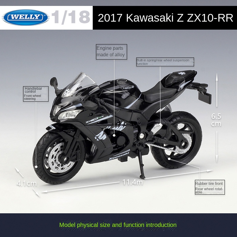 Hot Selling Welly 1:18 2017 Kawasaki Ninja ZX10-RR Diecast