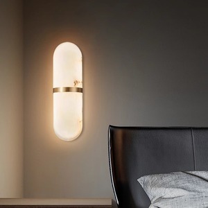 Lámpara de pared minimalista de mármol, fuente de luz LED ovalada de 220V para decoración de sala de estar, dormitorio y pasillo - Product Image 3
