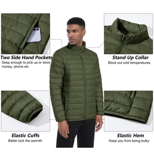 Chaquetas acolchadas ligeras con cuello levantado, chaqueta acolchada para hombre, abrigos cálidos cortavientos resistentes al agua Ripstop - Product Image 3