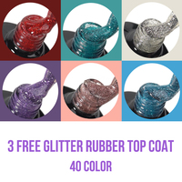 3 Vernis de Finition en Gel Pailleté Effet Caoutchouc Personnalisable avec Logo, 2 en 1, Sans HEMA ni TPO, Soak Off