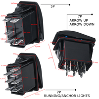 Interrupteur à bascule LED étanche IP65 20A 12V 5 broches ON-OFF SPST, gravé au laser, qualité marine, montage sur panneau, ABS+PC supérieur