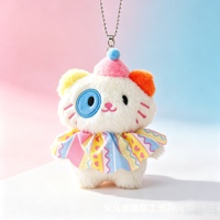 OEM ODM Personnalisé Adorable Chaton Clown aux Yeux Étranges de Cirque, Breloque en Peluche, Pendentif de Sac, Porte-clés, Accessoire de Poupée, Vente en Gros