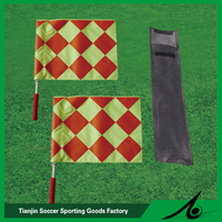 Lot de 2 drapeaux d'arbitre de football à carreaux, support rectangulaire en tissu Oxford 45x31,5cm, 18,5cm, logo personnalisé, modèle de haute qualité