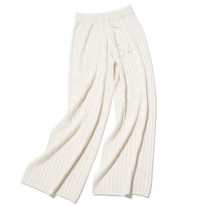 批发100% 羊绒混纺针织女裤新款腰羊绒慢跑裤 - Product Image 6