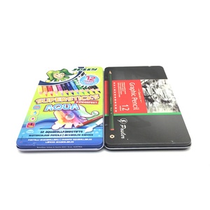 Boîte à crayons en métal rectangulaire monocouche Winwell HZ-40, crayons de couleur pour enfants, 12 couleurs, pinceaux de peinture, 187x105x11mm - Product Image 3