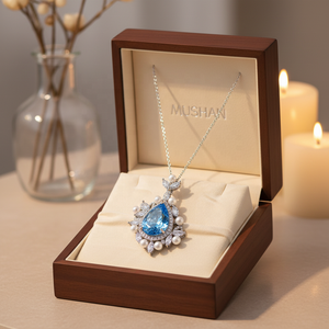 <span class=keywords><strong>Collana</strong></span> <span class=keywords><strong>con</strong></span> Pendente MUSHAN in Argento Sterling 925, a Forma di Goccia 11*15 <span class=keywords><strong>con</strong></span> <span class=keywords><strong>Acquamarina</strong></span> e Zaffiro Blu, Gioielli per Donne - Product Image 2