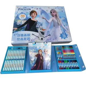 007 super deluxe frozen brinquedos, crianças, estúdio, portátil, colorir, artístico, conjunto de arte com easel