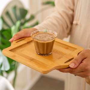 Plateau de service rectangulaire en bambou et bois, style chinois moderne, pour thé, nourriture, pain, fruits - Product Image 1