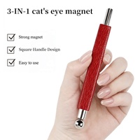 Outil magnétique 3-en-1 en cuir à double tête pour ongles, stylo aimanté pour effet œil de chat, pour vernis gel, salon et DIY