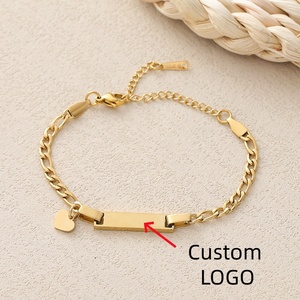 Pulsera de Barra Personalizada con Logotipo, Nombre DIY, Joyería para Mujer, Mariposa, Corazón, Chapado en Oro, Acero Inoxidable, Grabado, Personalizable - Product Image 5