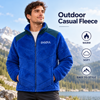 Vestes zippées en polaire pour homme, style streetwear, color block, col montant, fourrure de vison, broderie, respirantes, marque premium, ODM OEM