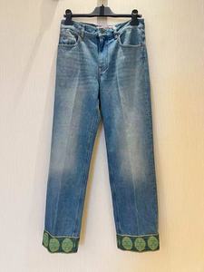 Jeans à jambe droite mi-taille pour femmes <span class=keywords><strong>avec</strong></span> broderie en coton - Pantalons amples décontractés extensibles à jambe large - Product Image 4