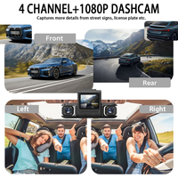 Caméra de tableau de bord de voiture 4 canaux 1080P Full HD WiFi DVR avec écran IPS 2,0 pouces, double objectif avant, double caméra intérieure et arrière, vision nocturne