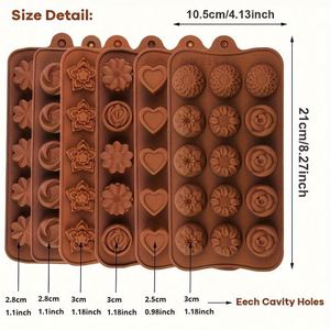 Moules à bonbons en forme de fleurs, <span class=keywords><strong>moule</strong></span> en silicone pour <span class=keywords><strong>chocolat</strong></span>, qualité alimentaire, antiadhésif, pour la cuisson, les glaçons, le <span class=keywords><strong>beurre</strong></span>, la gelée - Product Image 2
