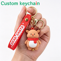 Porte-clés de Noël OEM en caoutchouc, porte-clés ODM en gros, porte-clés personnalisés en PVC 3D, breloques de sac, accessoires de porte-clés, cadeau