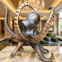 Sculpture de pieuvre en bronze massif sur mesure - Art animalier marin personnalisé, fabriqué sur commande avec livraison mondiale, sculpture en bronze