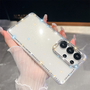 Ultra lusso Bling strass con diamanti IMD custodia in cristallo TPU ragazze Cover posteriore per <span class=keywords><strong>Samsung</strong></span> A16 S25 per iPhone 16 custodie - Product Image 5