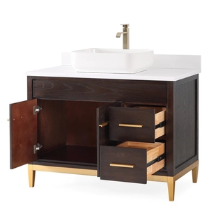 <span class=keywords><strong>Mueble</strong></span> de <span class=keywords><strong>Baño</strong></span> Moderno Vintage con Lavabo Individual, Ecológico, Duradero, con Superficie de Mármol Artificial, de 42 Pulgadas, con Base - Product Image 5