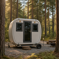 Trailer Camper Mini Portabel Beroda, Mudah Disimpan, Serbaguna untuk Berkemah & Bisnis